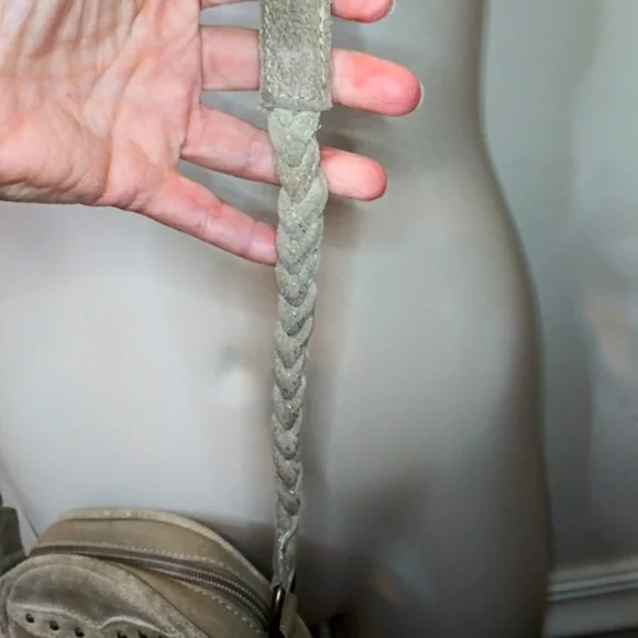 Earthbound Trading Co. Boho Tan Canvas & Studded Suede Fringed Crossbody Purse - Picture 3 of 13